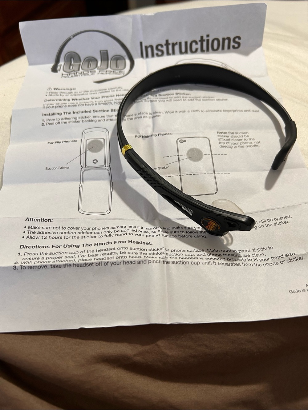 GoJo Hands Free Headset — Black with Gold Accent-1 Headset NWOT